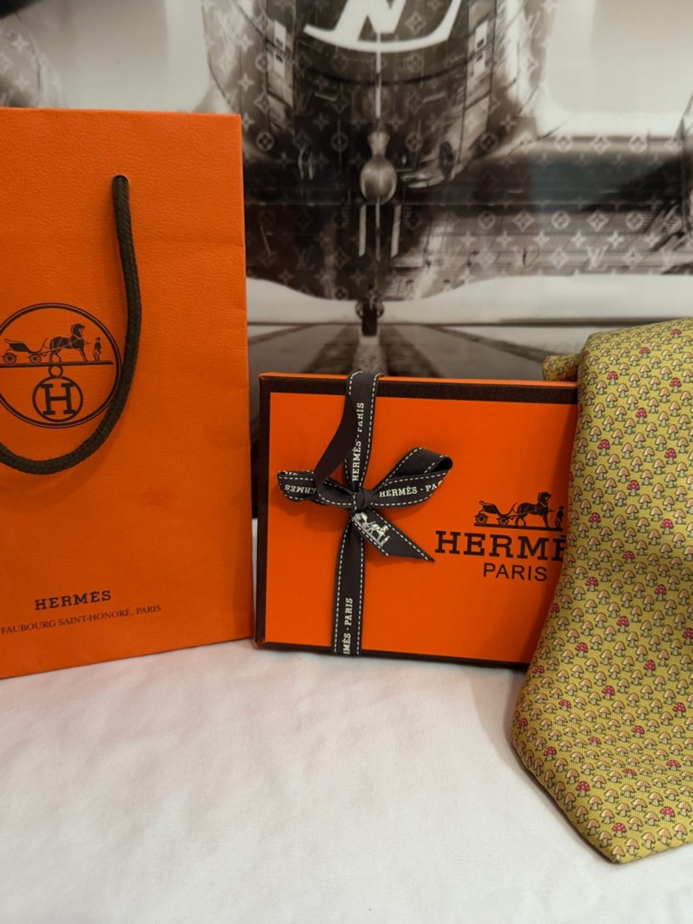 Authentic Hermès Tie w/ Gift Box and Bag